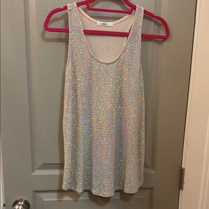 Pink Sequin Relaxed Tank Top